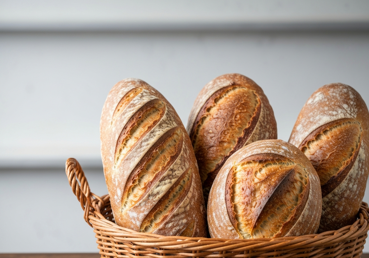Freshly baked sourdough loaves